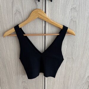 Armed Angels Black Sleeveless V-Neck Crop Top